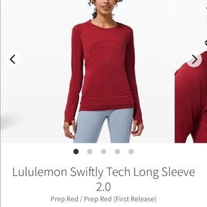 Lululemon Swiftly Tech Long Sleeve Prep Red Size 8